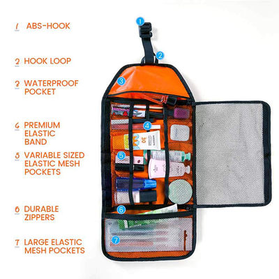ODM Portable Hanging Travel Toiletry Bag Multiple Size Elastic Pockets Super Light 0.34Pounds